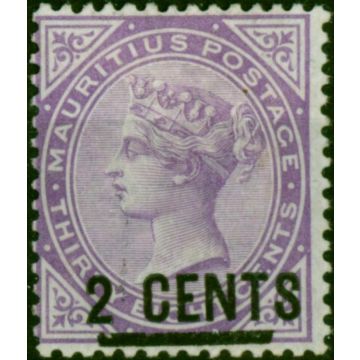 Mauritius 1886 2c on 38c Bright Purple SG116 Good MM 