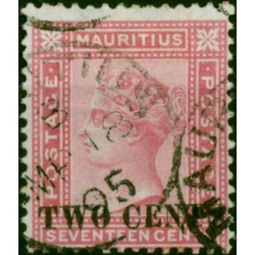 Mauritius 1891 2c on 17c Rose SG119 Fine Used 