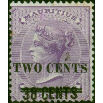 Mauritius 1891 2c on 38c on 9d Pale Violet SG120 Fine MM