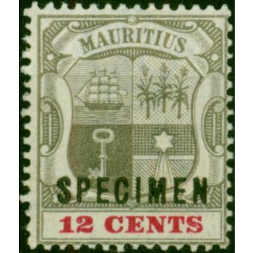 Mauritius 1902 12c Grey-Black & Carmine Specimen SG148s Fine MNH 