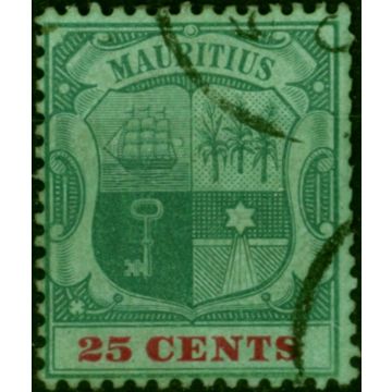 Mauritius 1902 25c Green & Carmine-Green SG151 Fine Used 