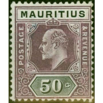 Mauritius 1910 50c Dull Purple & Black SG191Var 'Damaged Frame & Crown' 'Repaired State'