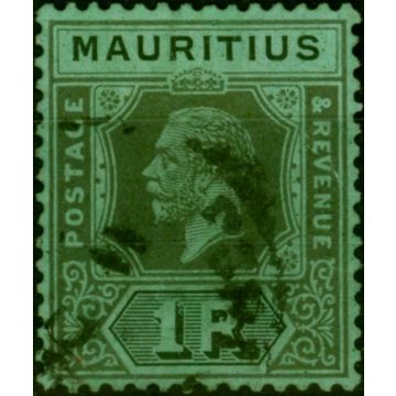 Mauritius 1917 1R Black-Blue-Green SG201 Fine Used 