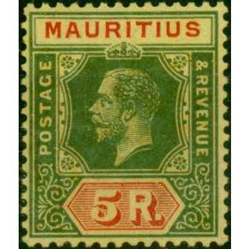 Mauritius 1921 5R on Pale Yellow SG203a V.F MNH 