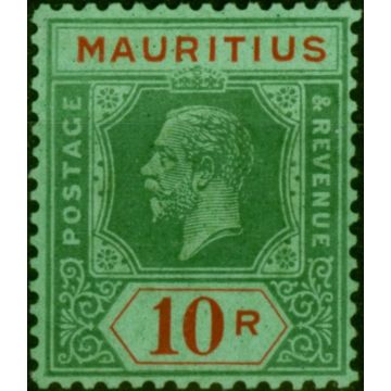 Mauritius 1924 10R Green & Red-Emerald SG241 V.F VLMM 