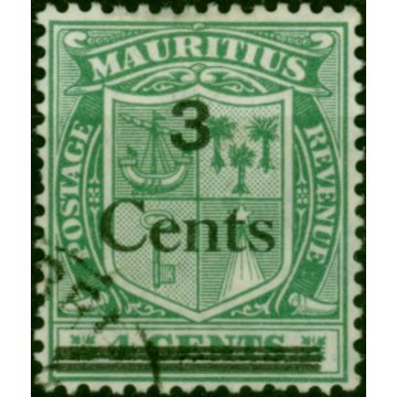 Mauritius 1925 3c on 4c Green SG242 Fine Used 