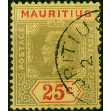 Mauritius 1932 25c Black & Red-Pale Yellow SG236a Die I Good Used Faded 