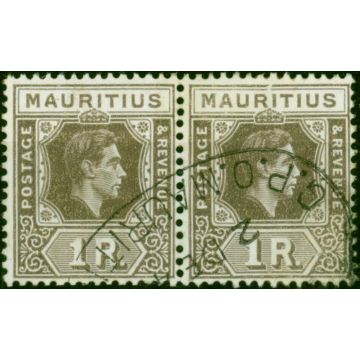 Mauritius 1938 1R Grey-Brown SG260a 'Battered A' Fine Used in Pair 
