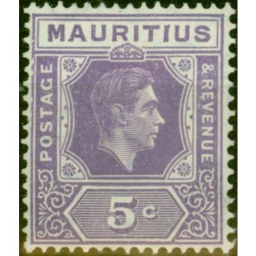Mauritius 1942 5c Slate-Lilac SG255ca P.15 x 14 'Serrated Edge' Fine LMM Rare