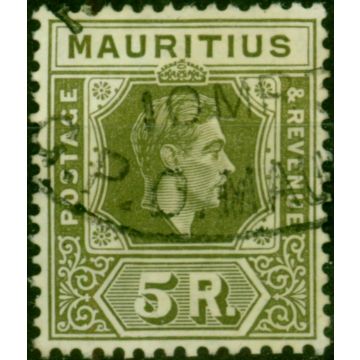 Mauritius 1943 5R Olive-Green SG262a Fine Used 