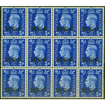 Middle East Forces 1942 2 1/2d Ultramarine SGM3a Sliced M In a Very Fine MNH Block of 12