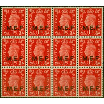Middle East Forces 1942 1d Scarlet SGM1 Very Fine MNH Block of 12