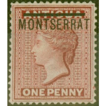 Montserrat 1876 1d Red SG1 Fine Mounted Mint 