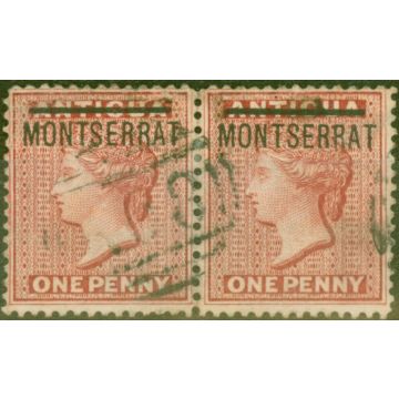 Montserrat 1884 1d Red SG8a Inverted S in a V.F.U Pair with Normal Rare Ex- Sir Ron Brierley