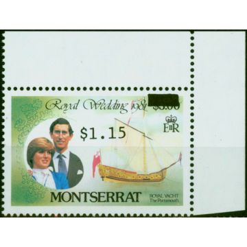 Montserrat 1983 Royal Wedding $1.15 on $3 SG582var Surcharge on Wrong Value