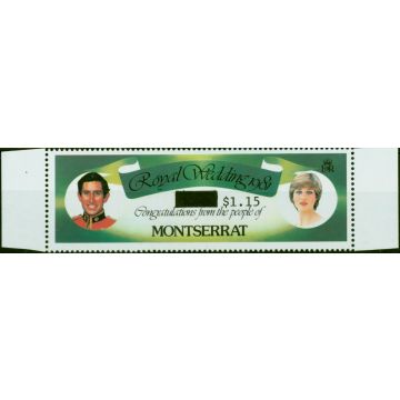 Montserrat 1983 Royal Wedding $1.15 on $3 SG583var Surcharge on Wrong Value 