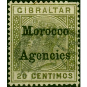 Morocco Agencies 1898 20c Olive-Green SG3c Good Used (2)