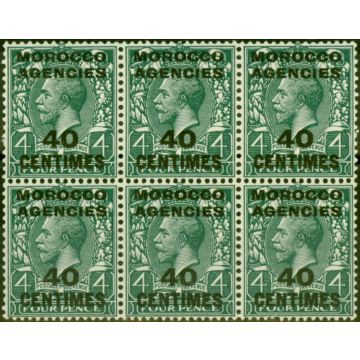 Morocco Agencies 1917 40c on 4d Slate-Green SG196 V.F MNH Block of 6
