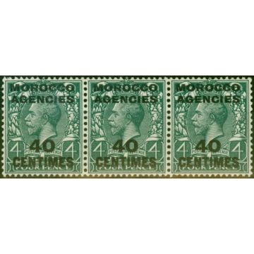 Morocco Agencies 1917 40c on 4d Slate-Green SG196 V.F MNH Strip of 3