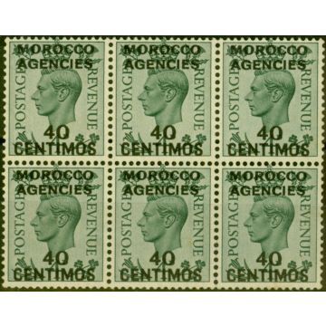 Morocco Agencies 1940 40c on 4d Grey-Green SG169 Fine MNH Block of 6