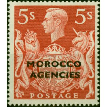Morocco Agencies 1949 5s Red SG93Var 'Inverted T Guide Mark in Hair' V.F MNH 