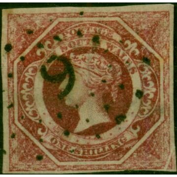 N.S.W 1854 1s Brownish-Red SG101Var 'Pre-Printing Paper Fold S.E Corner' Good Used 