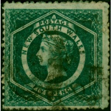 N.S.W 1870 5d Dark Bluish Green SG162a Fine Used (2)