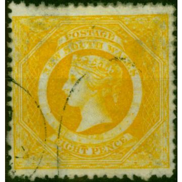 N.S.W 1877 8d Yellow SG218 P.13 Fine Used (2)
