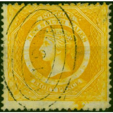 N.S.W 1877 8d Yellow SG218 P.13 var Wmk Inverted & Reversed Fine Used