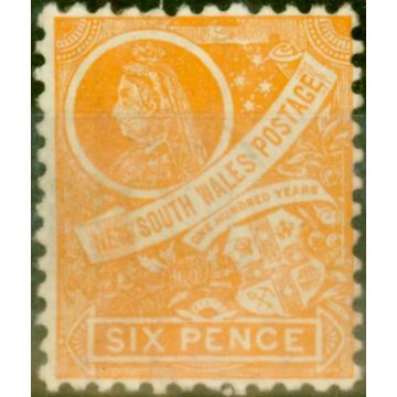 N.S.W 1899 6d Orange-Yellow SG306 Fine MM (2)
