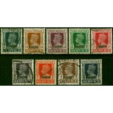 Nabha 1940-43 Set of 9 to 8a SG055-065 Fine Used 