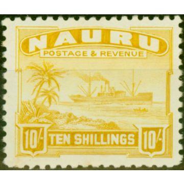 Nauru 1924 10s Yellow SG39A Fine Very Lightly Mtd Mint 
