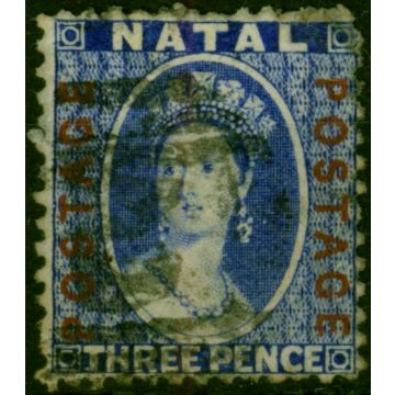Natal 1872 3d Bright Blue SG61 Good Used 