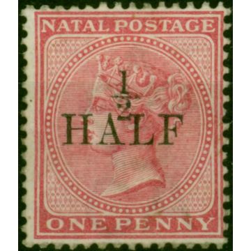 Natal 1877 1/2d on 1d Rose SG85 Type A Good MM