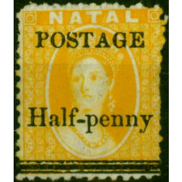 Natal 1877 1/2d on 1d Yellow SG91 Fine MM