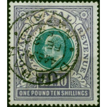 Natal 1902 £1.10s Green & Violet SG143 Fine Used Cleaned Fiscal Forged Cancel 