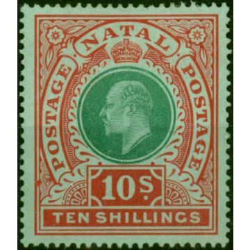 Natal 1908 10s Green & Red-Green SG170 Fine & Fresh MM 