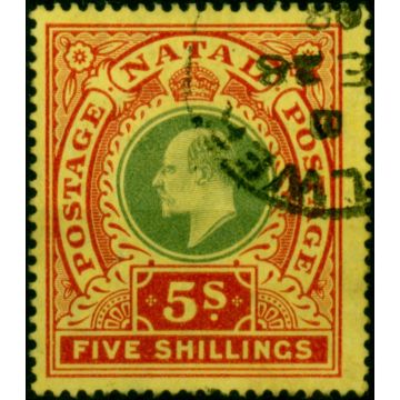 Natal 1908 5s Green & Red-Yellow SG169 Fine Used