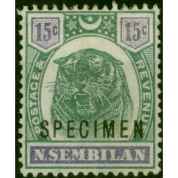 Negri Sembilan 1896 15c Green & Violet Specimen SG11s Good MM