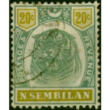 Negri Sembilan 1897 20c Green & Olive SG12 Good Used 