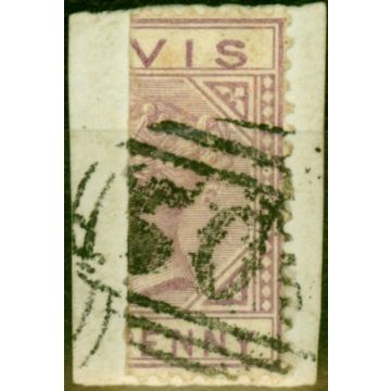 Nevis 1880 1d Lilac-Mauve SG23a Bisected on Piece Fine Used