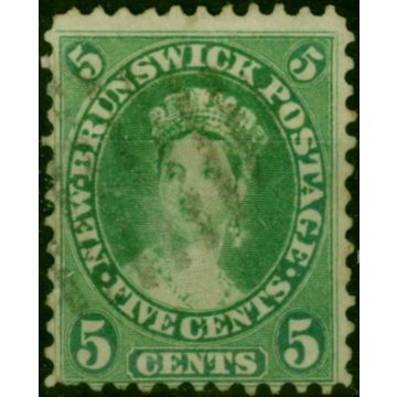 New Brunswick 1860 5c Yellow-Green SG14 Fine Used 