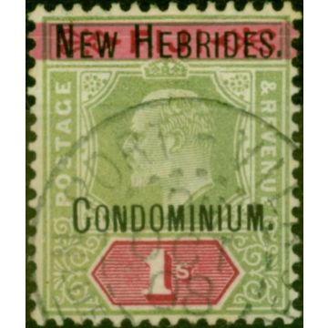 Collectible Postage Stamp from New Hebrides 1908 1s Green & Carmine SG9 Fine Used CDS