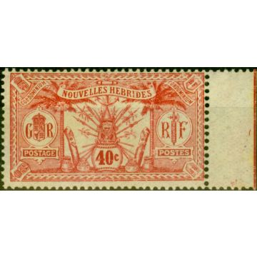New Hebrides 1913 40c Red Yellow SGF27 Fine MNH