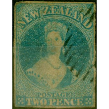 New Zealand 1857 2d Pale Blue SG9 Ave Used Thin 