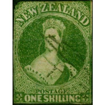 New Zealand 1862 1s Deep Green SG46 Ave Used (2)