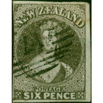New Zealand 1862 6d Black-Brown SG41 Good Used