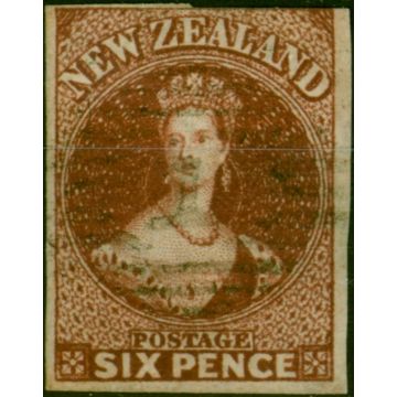 New Zealand 1862 6d Red-Brown SG43 Fine Used 