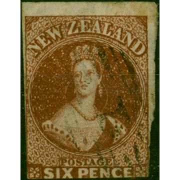 New Zealand 1863 6d Red-Brown SG43 Ave Used
