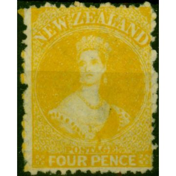 New Zealand 1866 4d Yellow SG120 Fine & Fresh Unused 